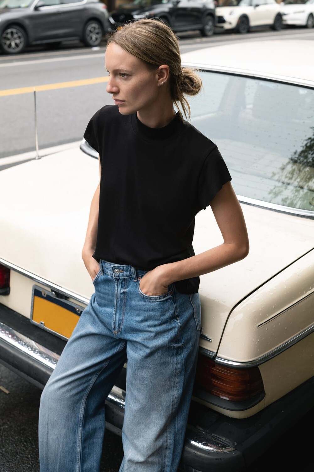 

Хлопковый топ в рубчик ZARA, черный