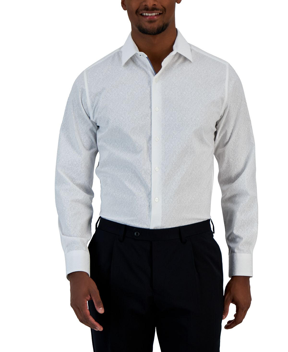 цена Мужская классическая рубашка узкого кроя с принтом виноградной лозы Bar III