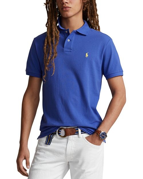 

Рубашка поло из сетчатой ткани приталенного кроя на заказ Polo Ralph Lauren, цвет Blue