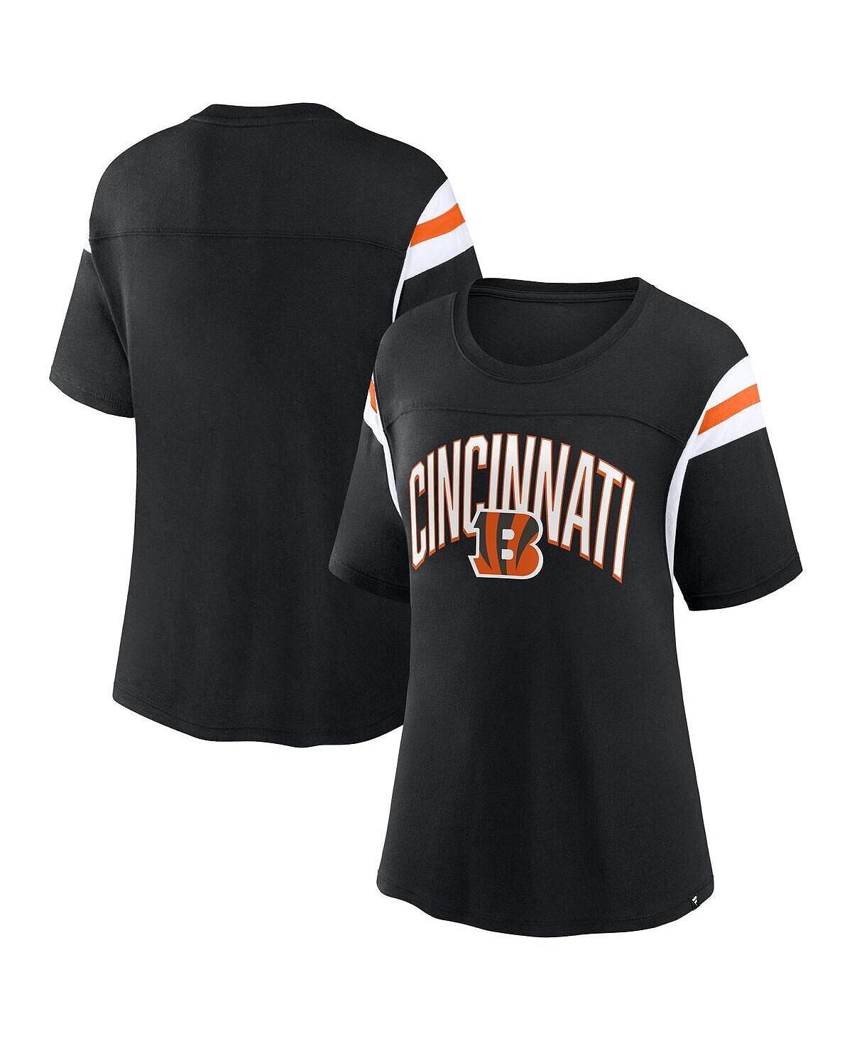 

Женская черная футболка с фирменным логотипом Cincinnati Bengals Earned Stripes Fanatics, черный
