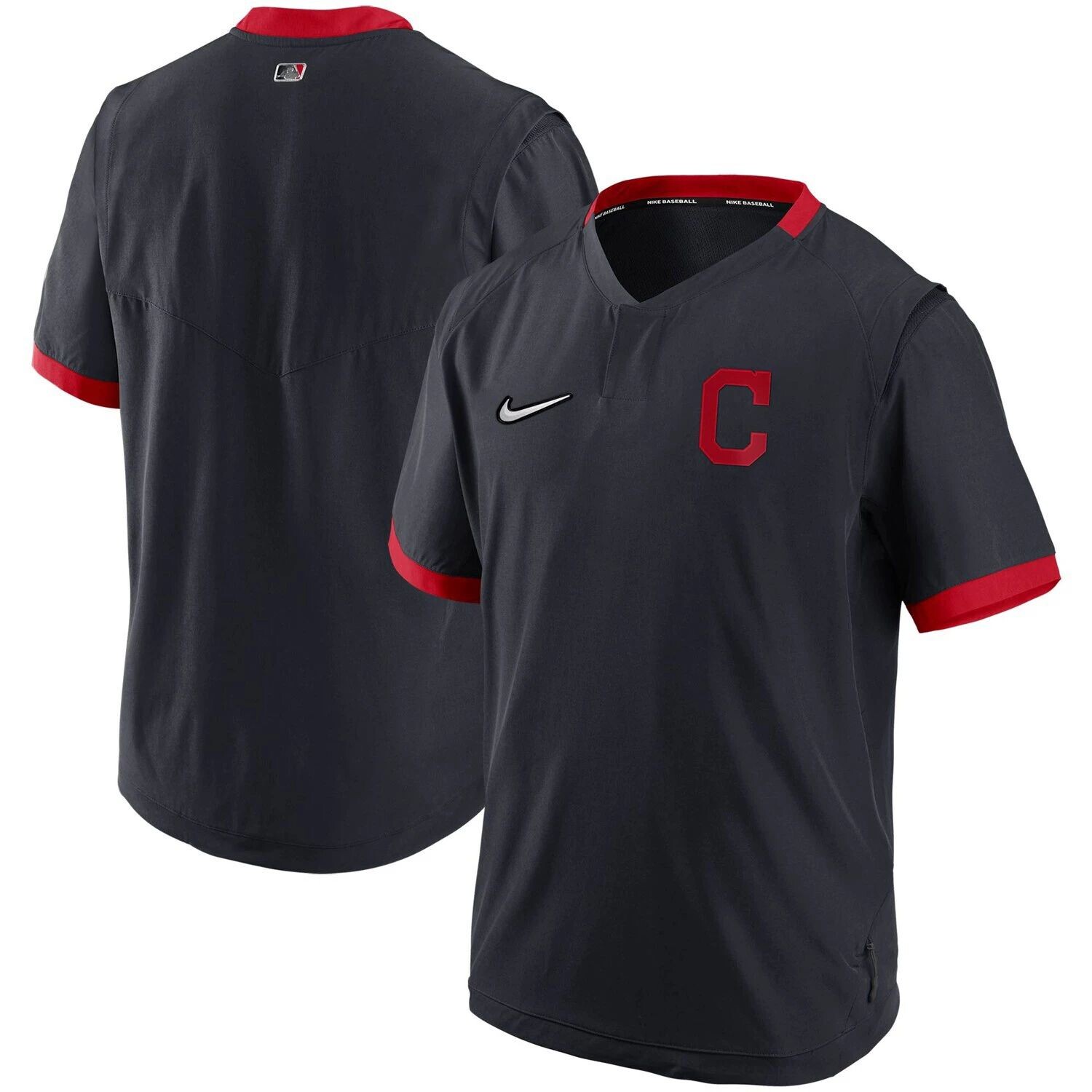 

Мужской темно-синий/красный пуловер Cleveland Indians Authentic Collection с короткими рукавами Nike