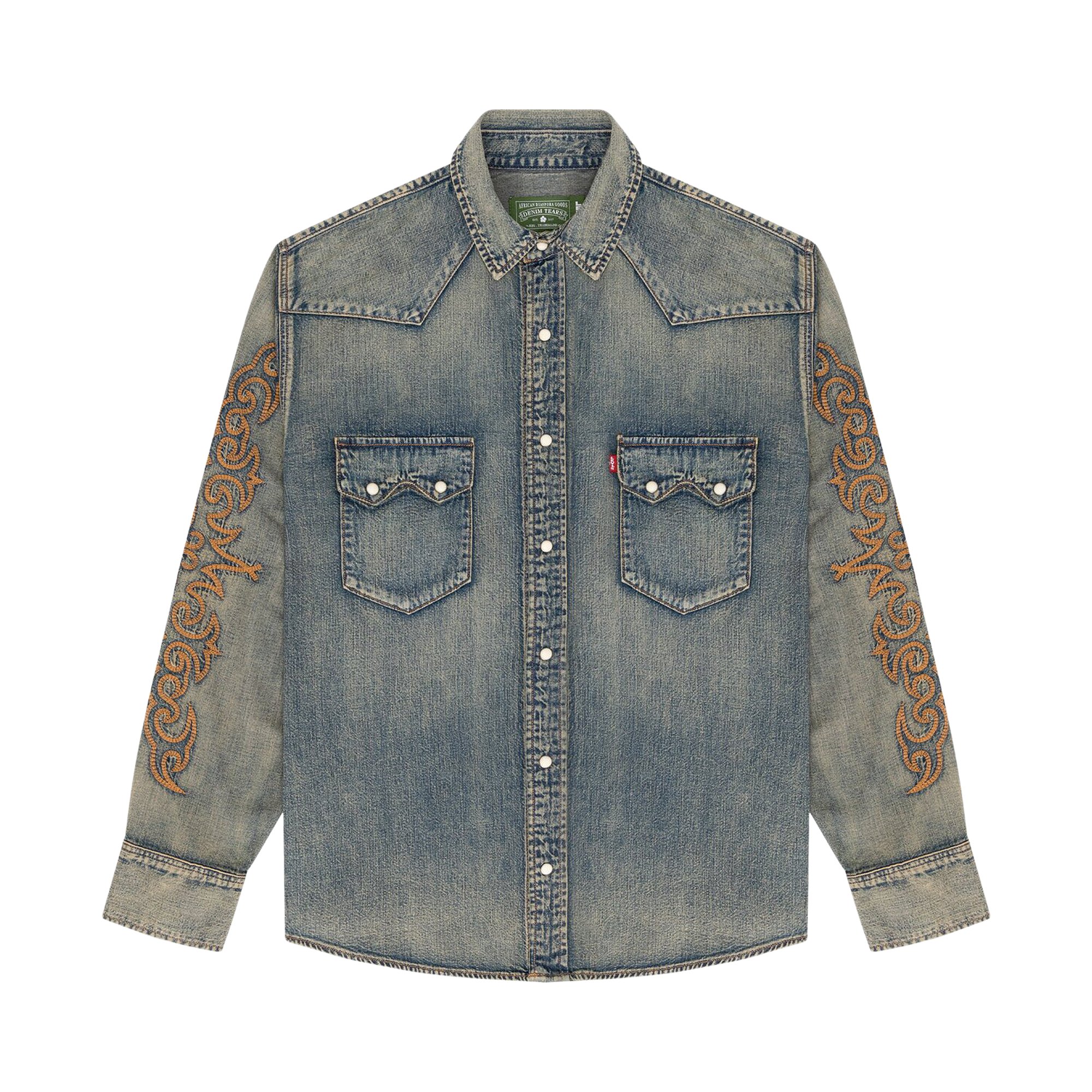 Джинсовая рубашка Levis x Denim Tears Western Stitch, Worn Indigo