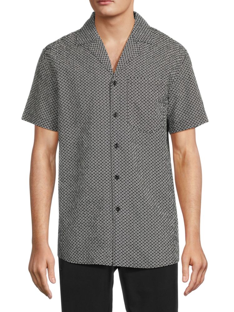 Классическая рубашка Camp с геометрическим принтом Eleven Paris, черный