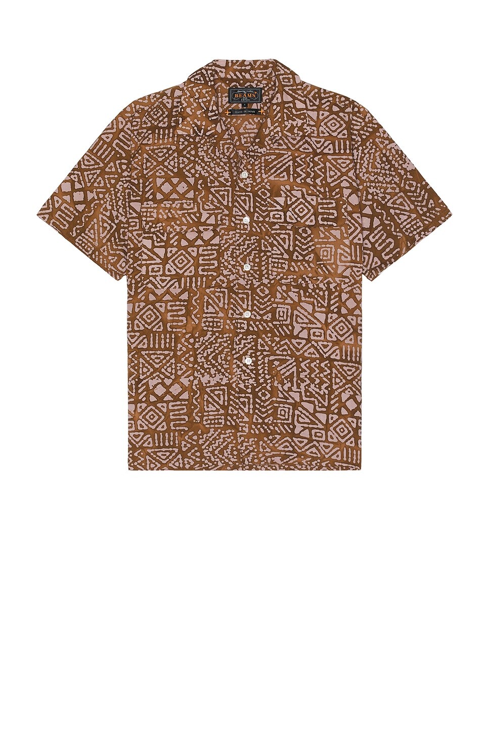 

Футболка мужская Open Collar Batik Print Beams Plus, коричневый