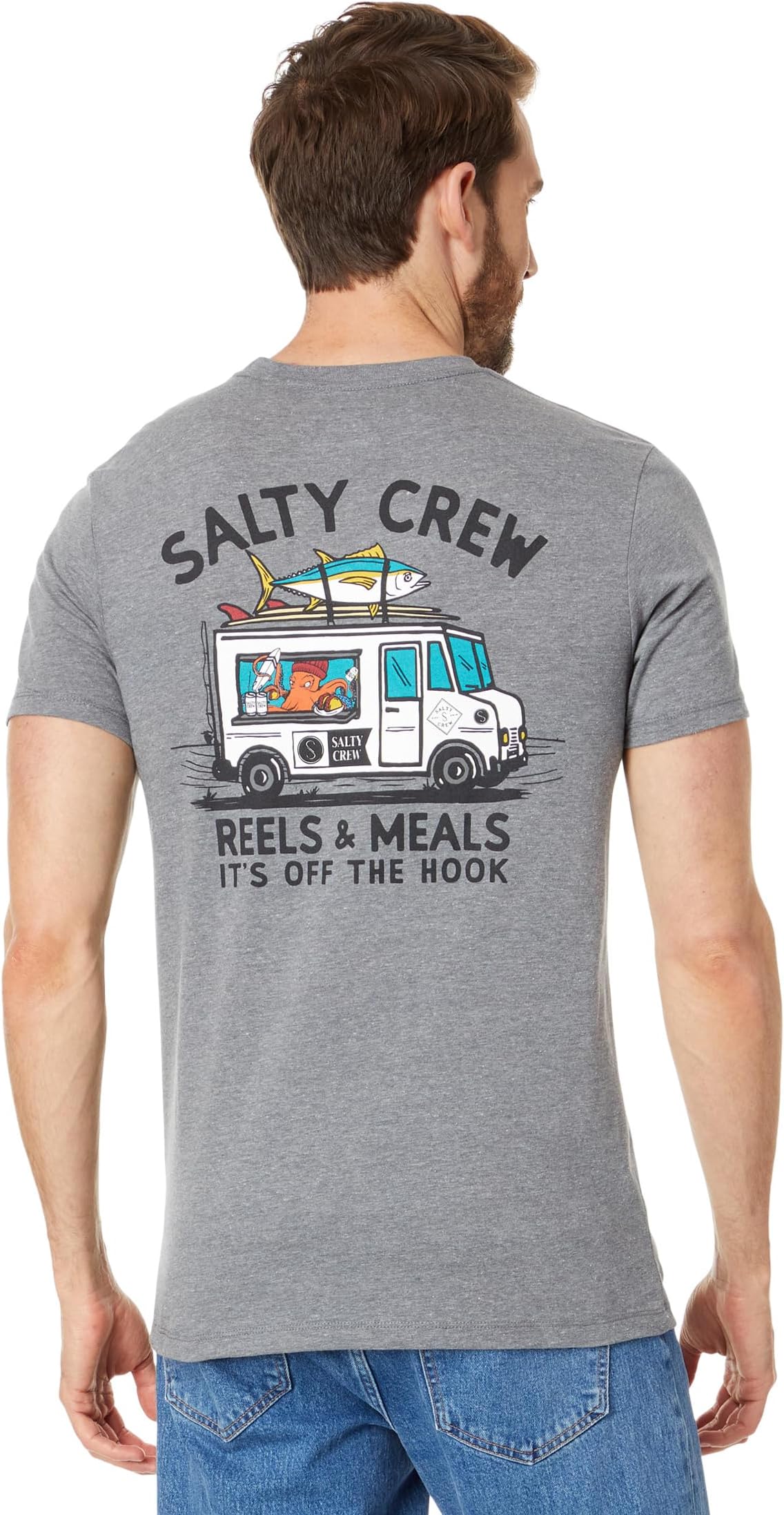 

Футболка с короткими рукавами Reels & Meals Salty Crew, цвет Athletic Heather