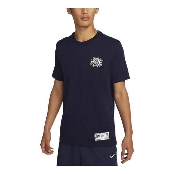 Футболка Men's Nike Geometry Pattern Printing Round Neck Short Sleeve Blue T-Shirt, синий