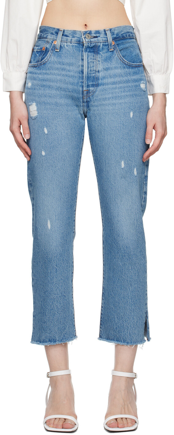 

Синие укороченные джинсы 501 Levi's