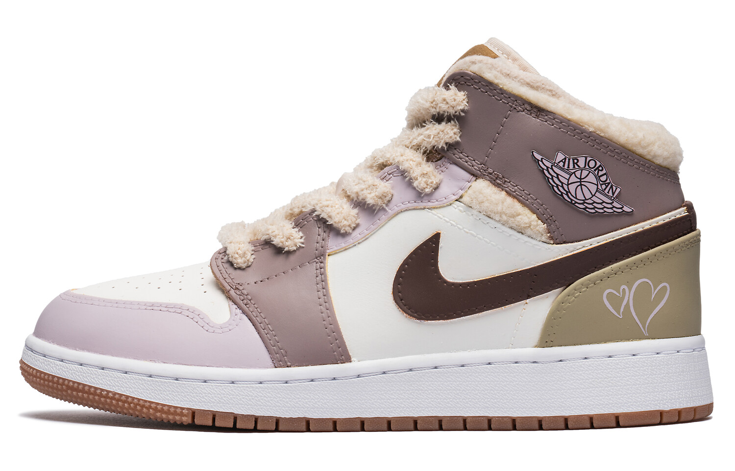 

Кроссовки Air Jordan 1 Vintage Basketball Shoes Women's Mid-top White, светло-фиолетовый