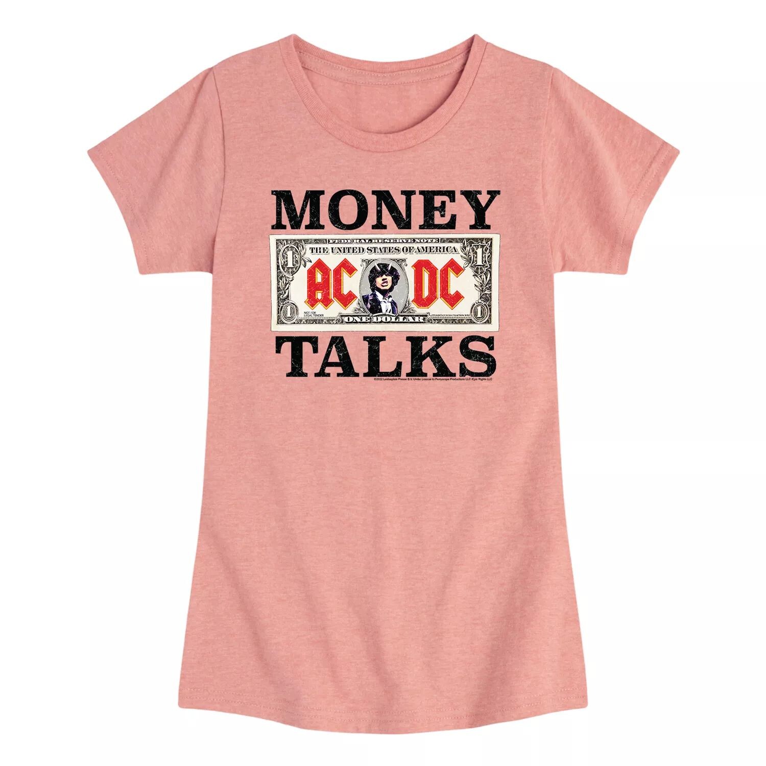 

Футболка ACDC Money Talks для девочек 7–16 лет Licensed Character, розовый