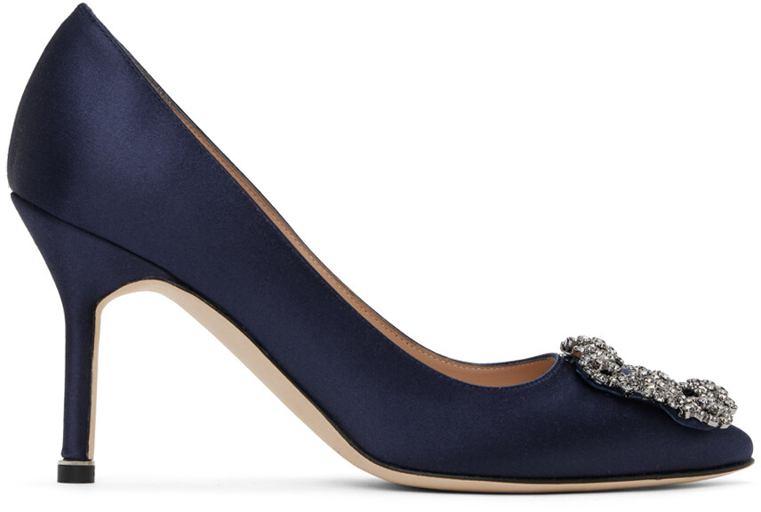 

Темно-синие туфли на каблуке Hangisi 90 Manolo Blahnik