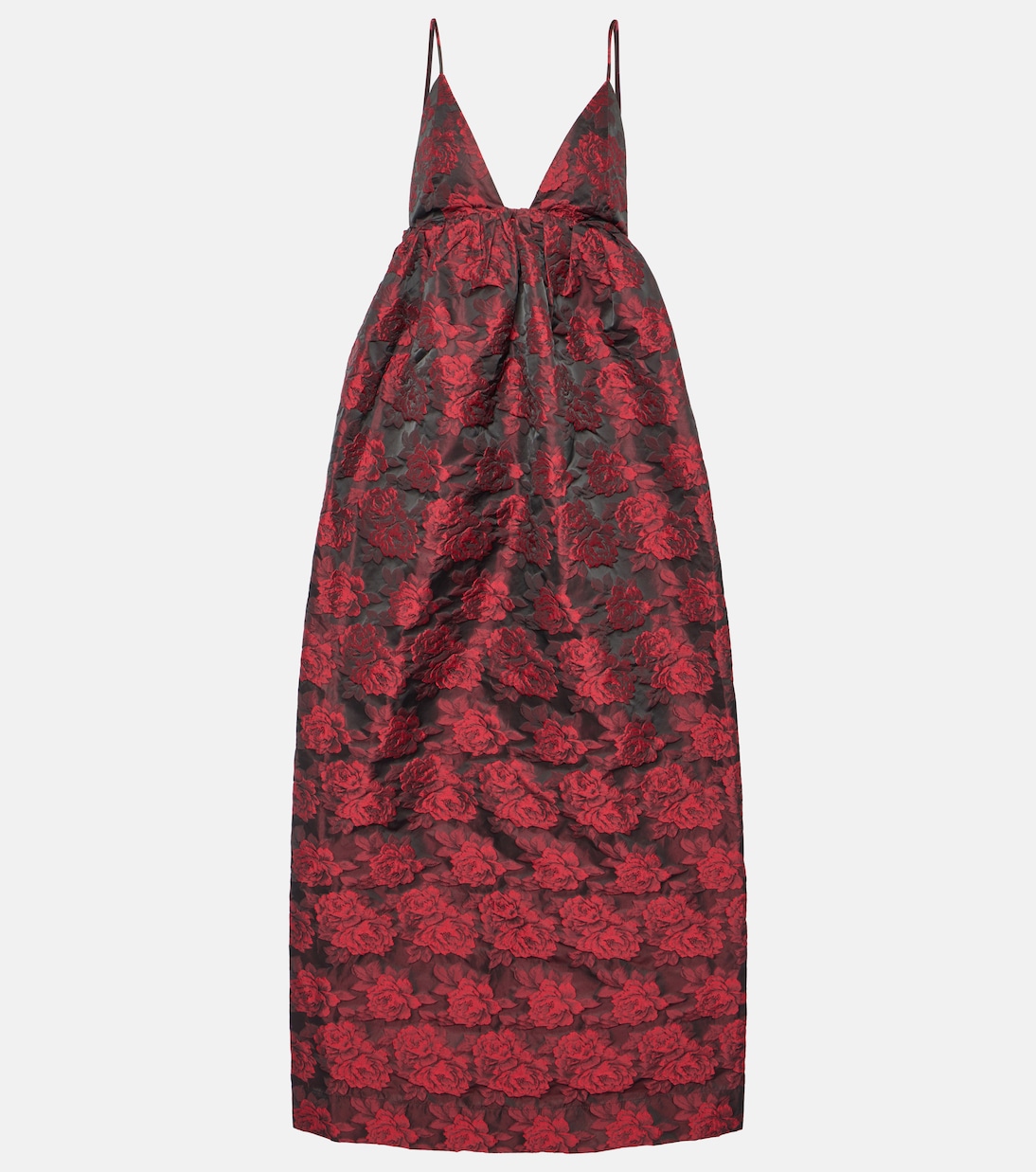 Жаккардовое платье макси с цветочным принтом Ganni, красный топ с цветочным принтом ganni