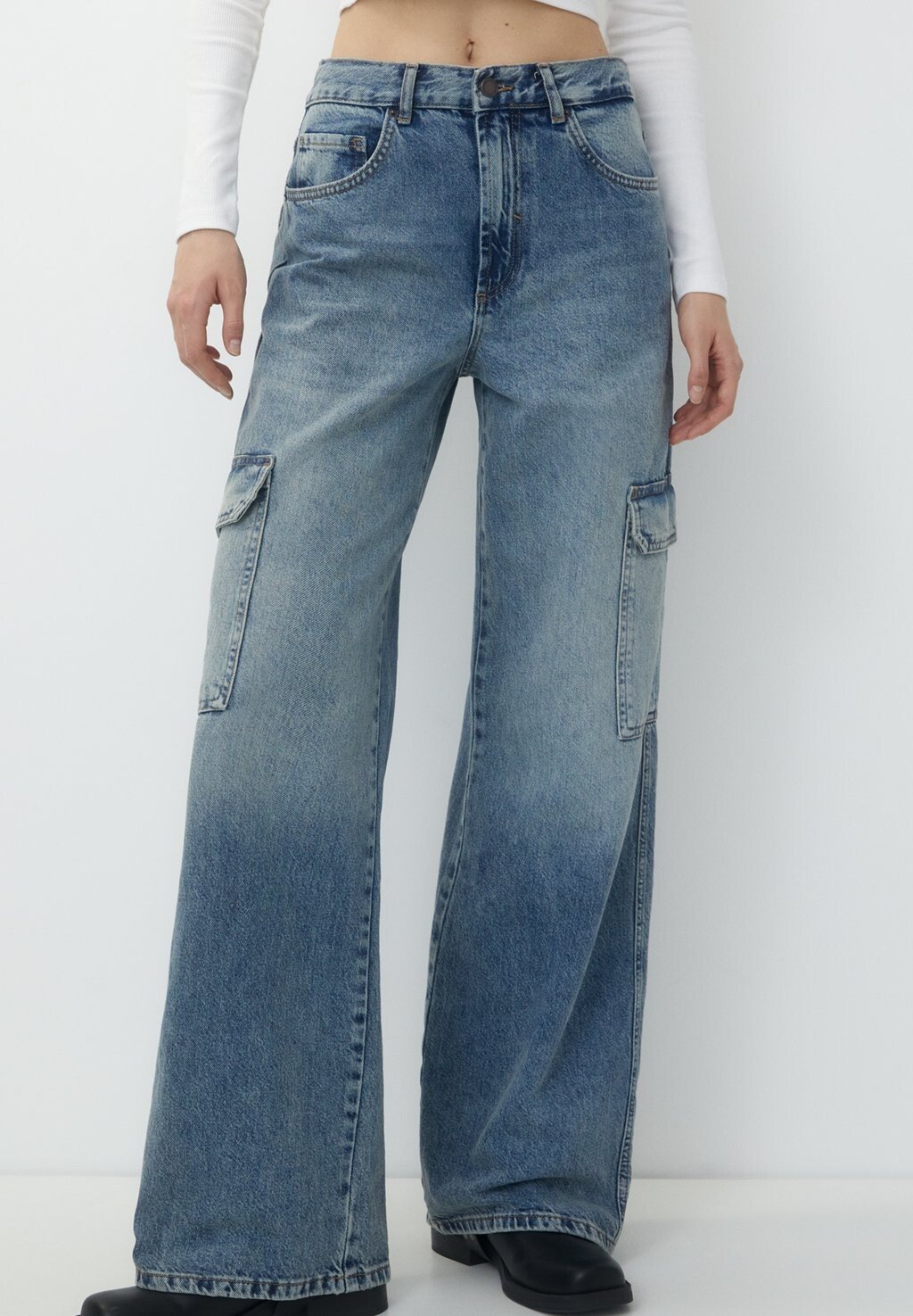 

Джинсы-клеш Wide Leg PULL&BEAR, цвет blue denim