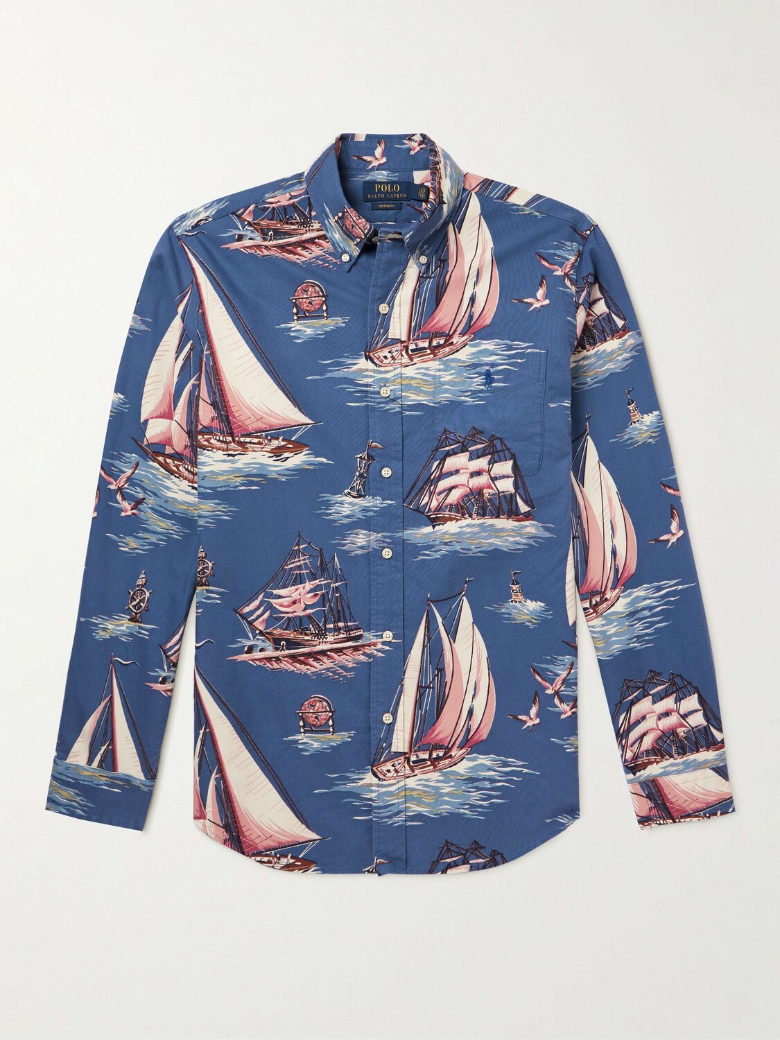 

Хлопковая оксфордская рубашка с принтом POLO RALPH LAUREN, синий