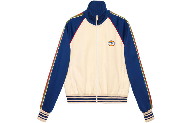 

Куртка Gucci SS21 GG Patch на молнии, синий / бежевый