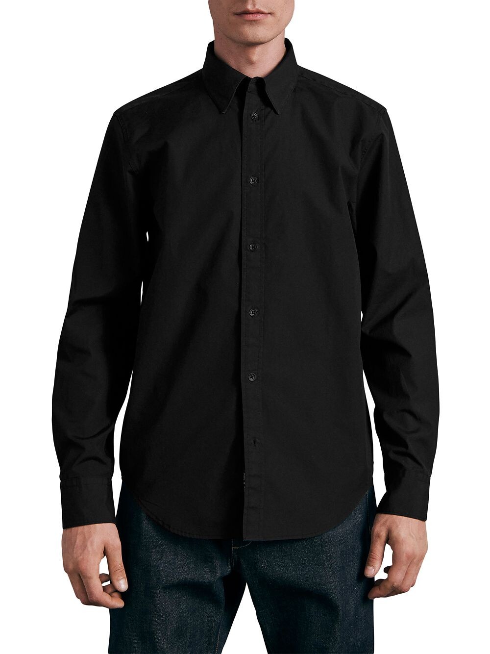 

ICONS Рубашка зауженного кроя из поплина и джерси Zac 365 rag & bone, черный