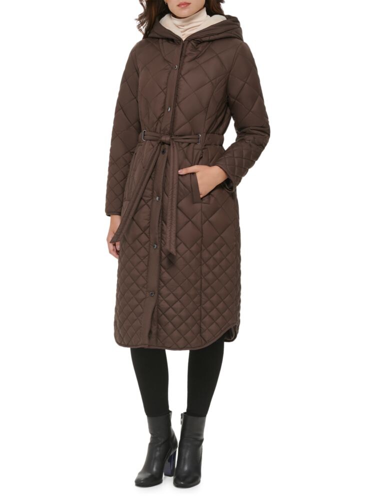 

Стеганое пальто с поясом Kenneth Cole, цвет Chocolate