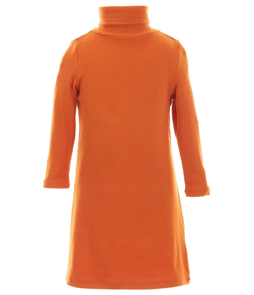 Платье GB Little Girls 2T-6X с начесом и воротником-стойкой, оранжевый