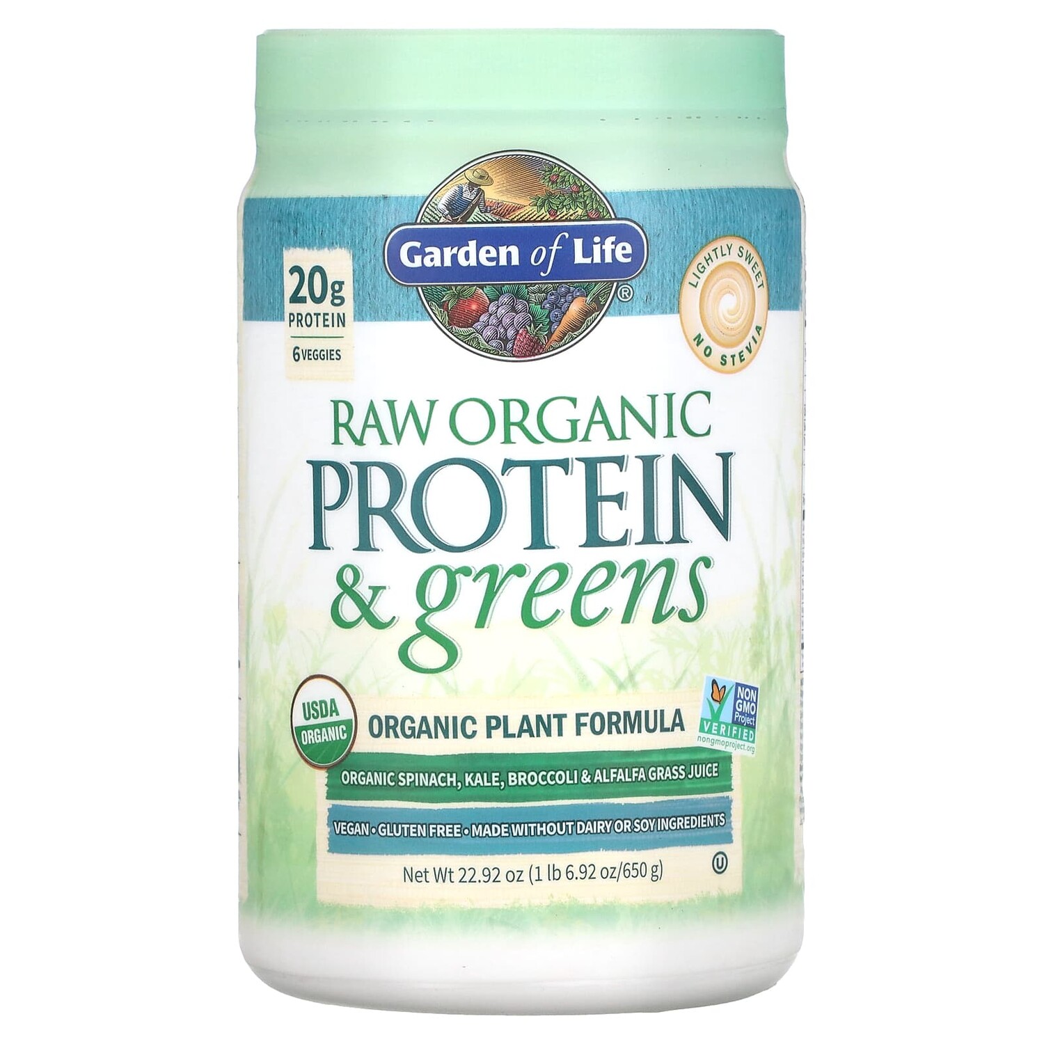 

RAW Protein & Greens, органическая растительная формула, слегка сладкое, 650 г (22,92 унции), Garden of Life