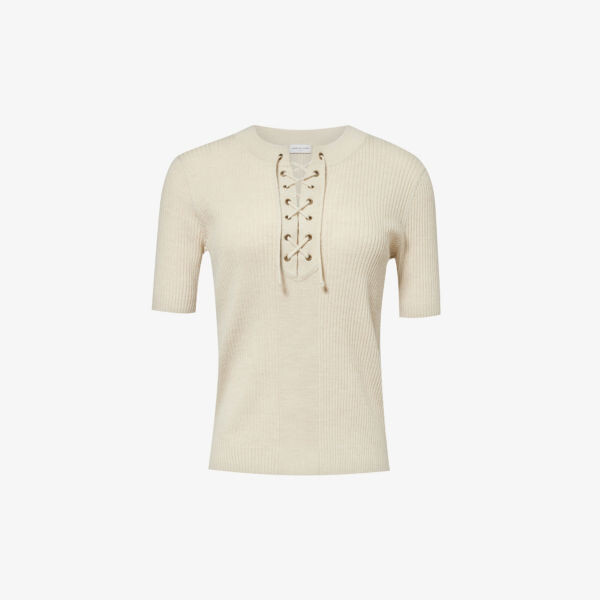 

Топ из смесовой шерсти с короткими рукавами и завязками Dries Van Noten, белый
