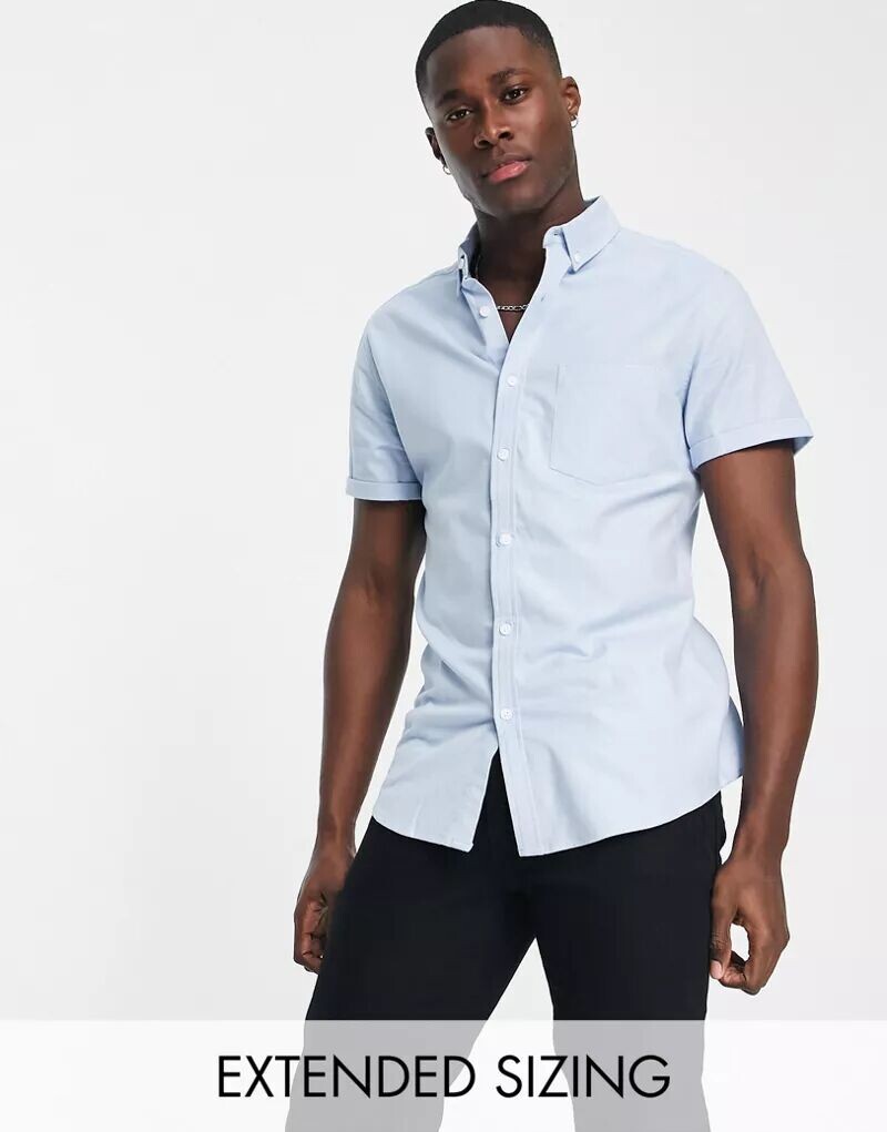 

Голубая узкая оксфордская рубашка ASOS