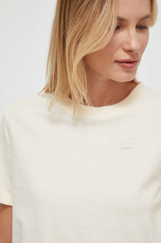 

Хлопковая футболка Calvin Klein Jeans, бежевый