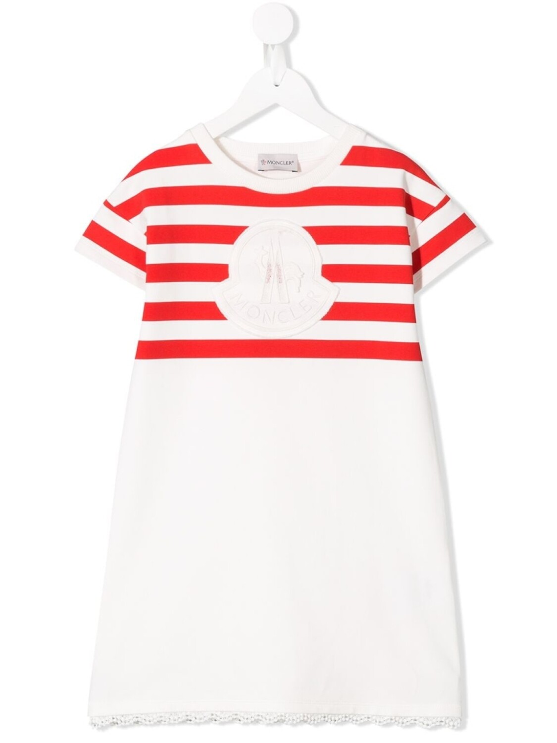 

Moncler Enfant платье-футболка в полоску с логотипом, белый