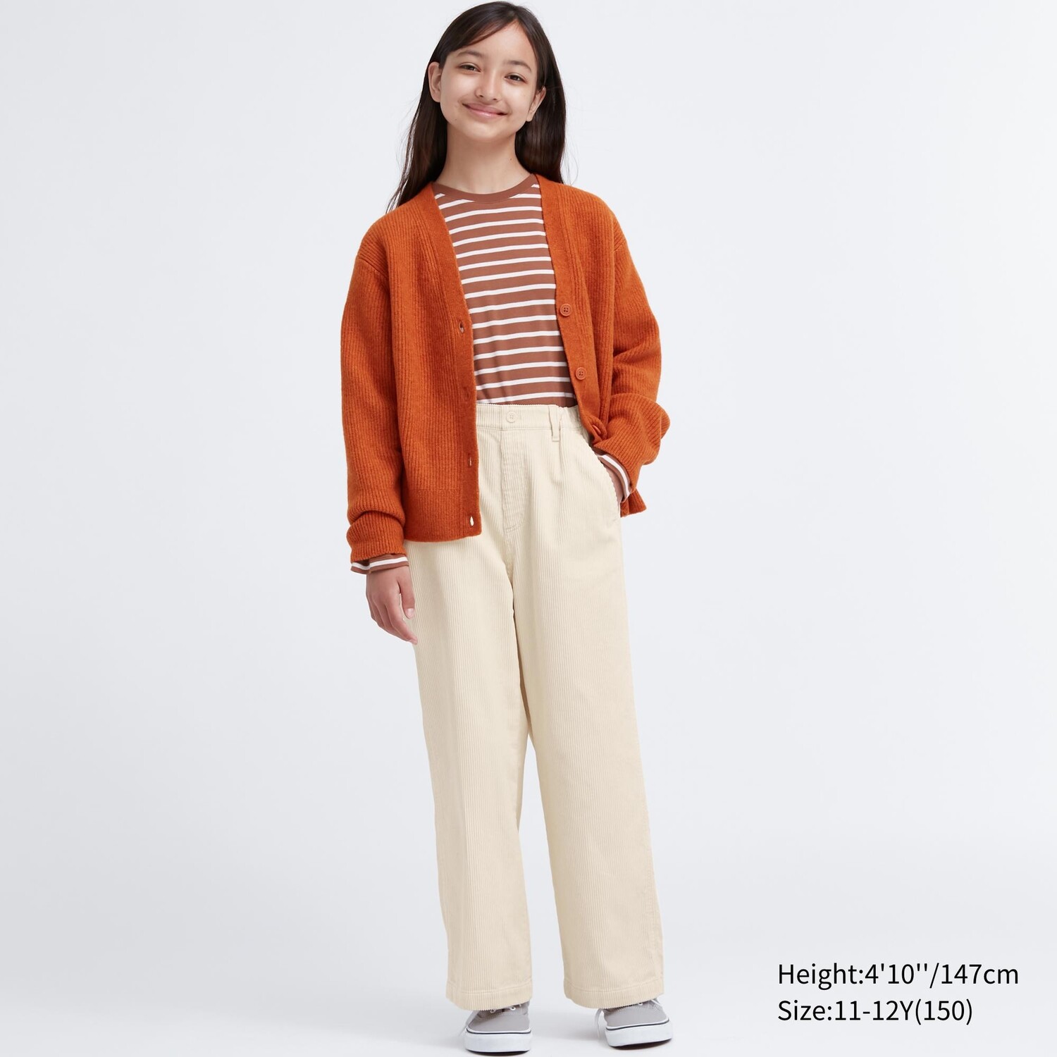 

Детские вельветовые широкие прямые брюки Uniqlo, кремовый