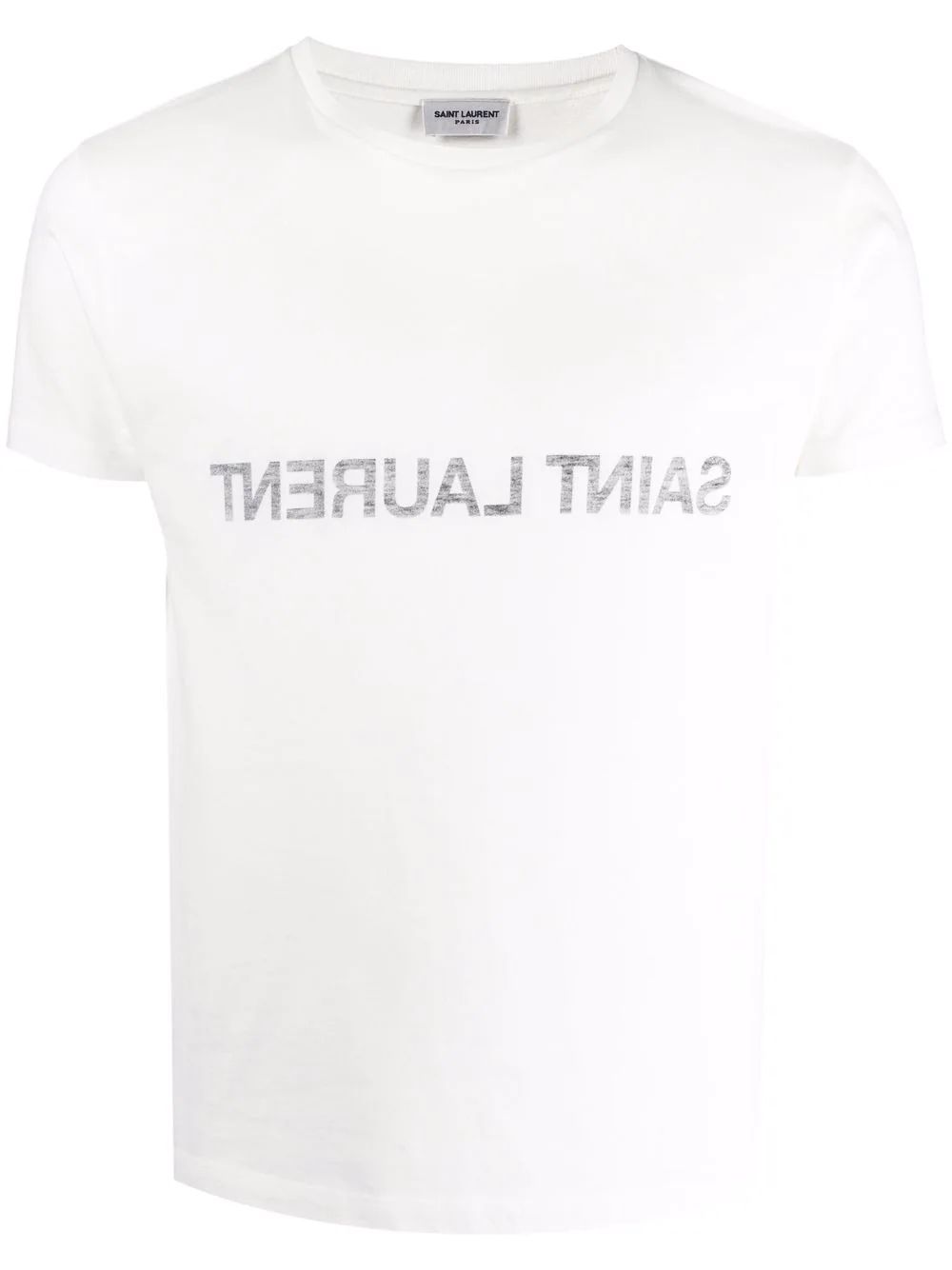 Футболка Saint Laurent Reverse logo, белый простая женская футболка с круглым вырезом и длинными рукавами 14 18 кремового цвета
