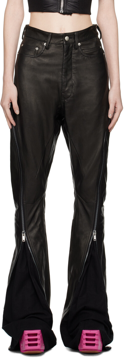 

Черные кожаные брюки Bolan Banana Rick Owens, Черный, Черные кожаные брюки Bolan Banana Rick Owens