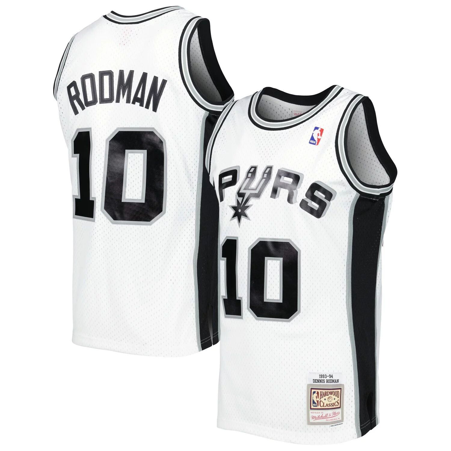 

Мужская белая майка Mitchell & Ness Dennis Rodman San Antonio Spurs 1993-94 Hardwood Classics Swingman