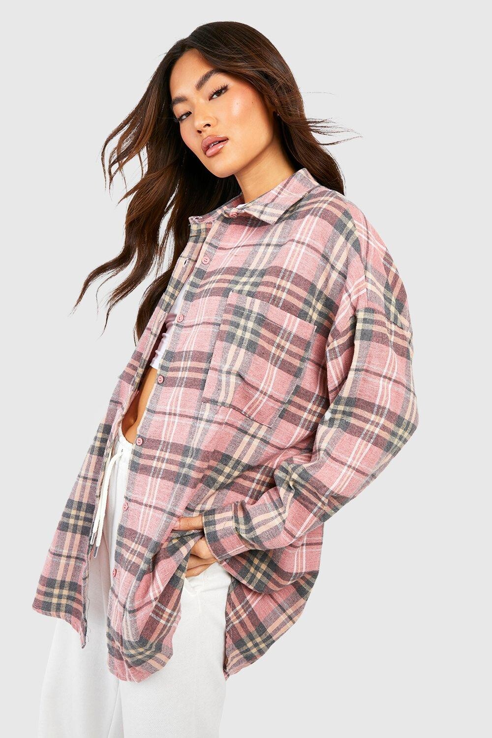 

Коричневая фланелевая рубашка оверсайз Boohoo, коричневый
