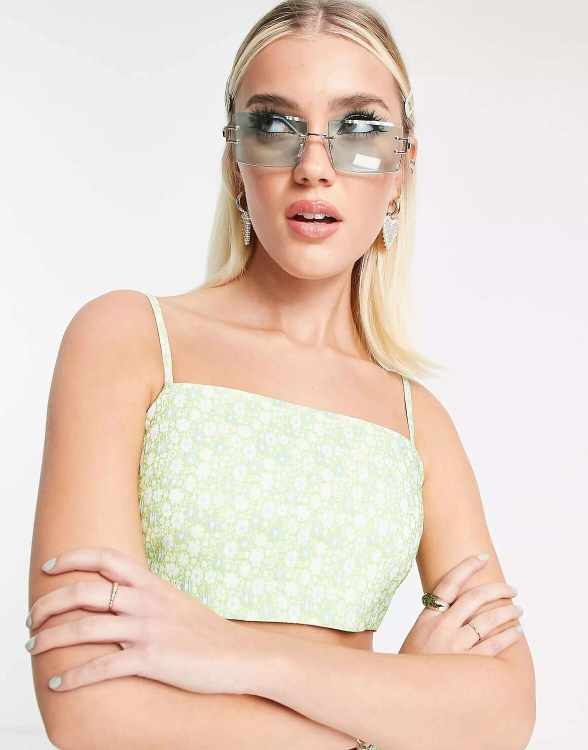 

Зеленый жаккардовый бюстгальтер с цветочным принтом Miss Selfridge