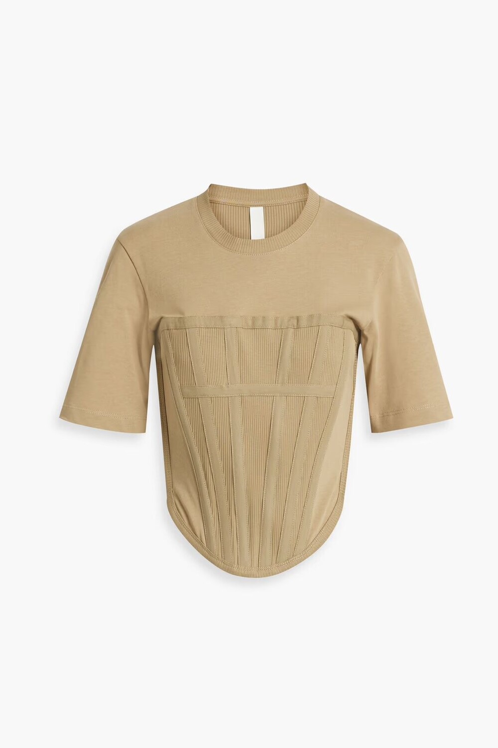 

Укороченная футболка из хлопкового джерси в рубчик Dion Lee, бежевый