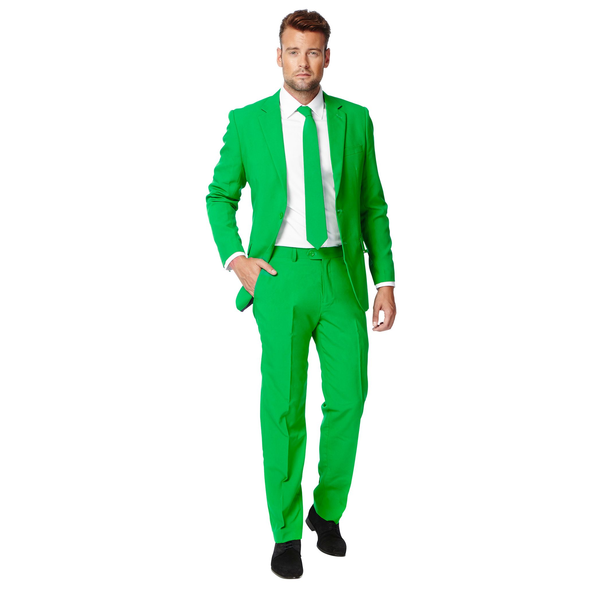 Мужской однотонный костюм и галстук Slim Fit, зеленый