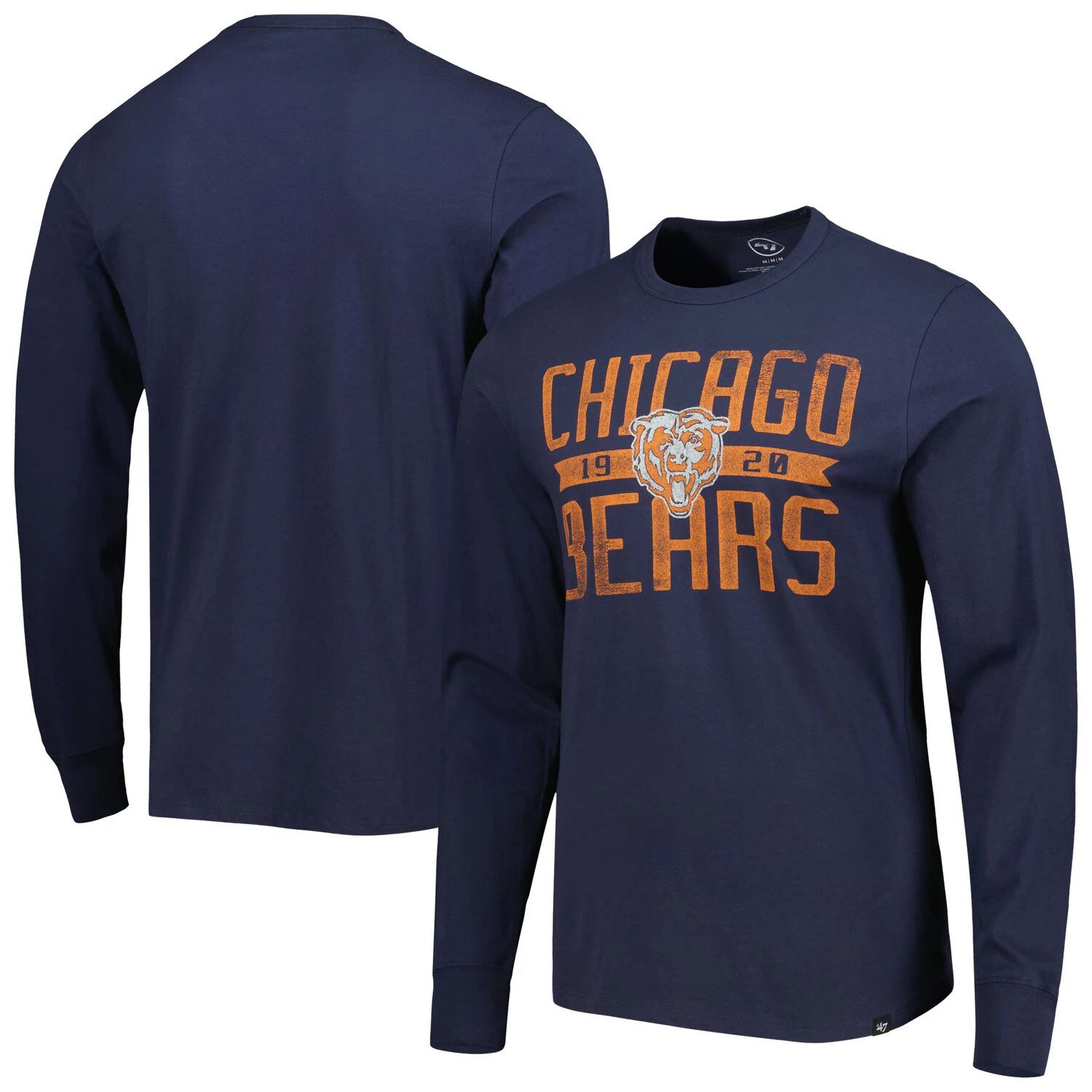 цена Мужская темно-синяя футболка Chicago Bears с длинными рукавами и широкими рукавами Franklin '47