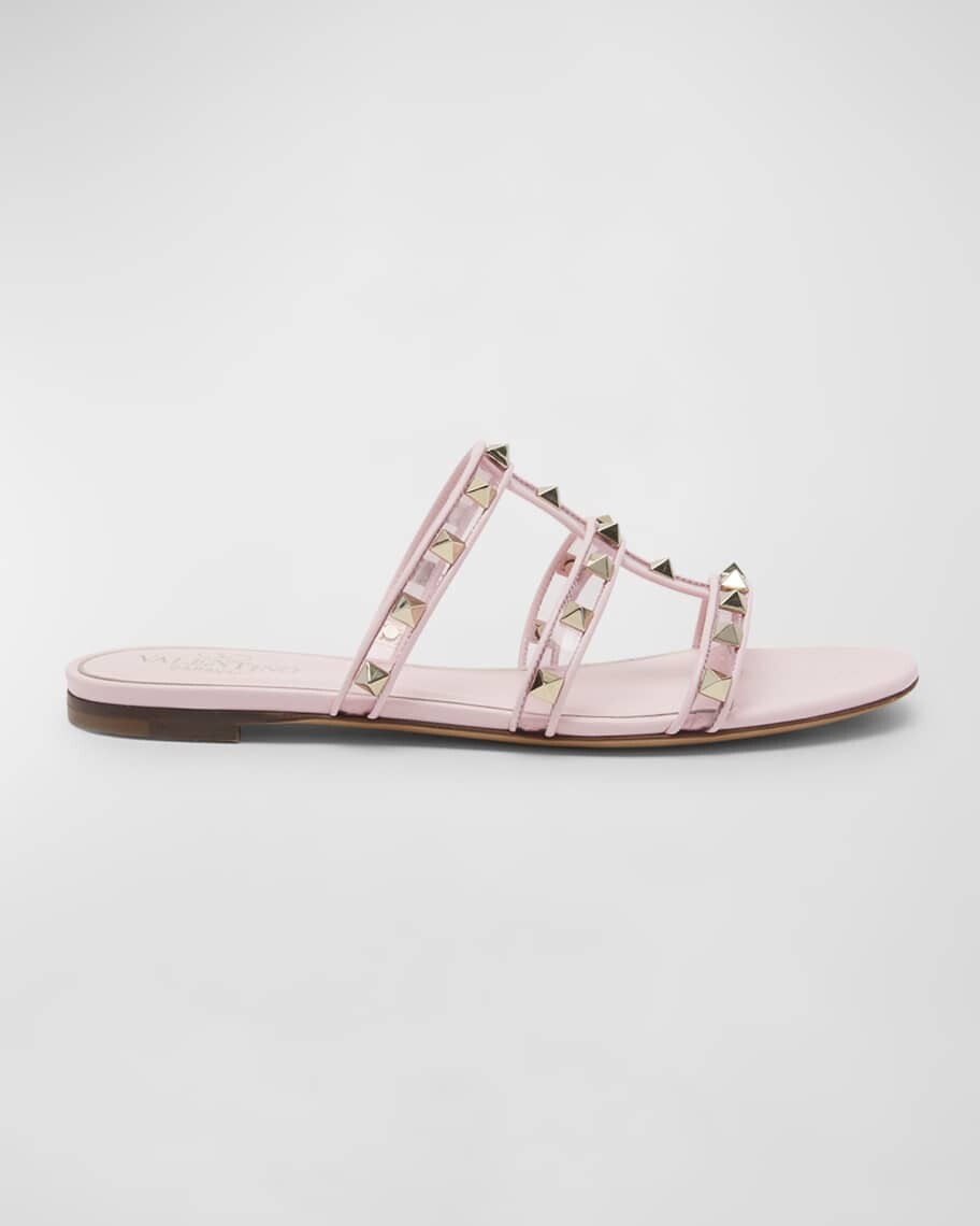 

Сандалии Rockstud с Т-образным ремешком на плоской подошве Valentino Garavani