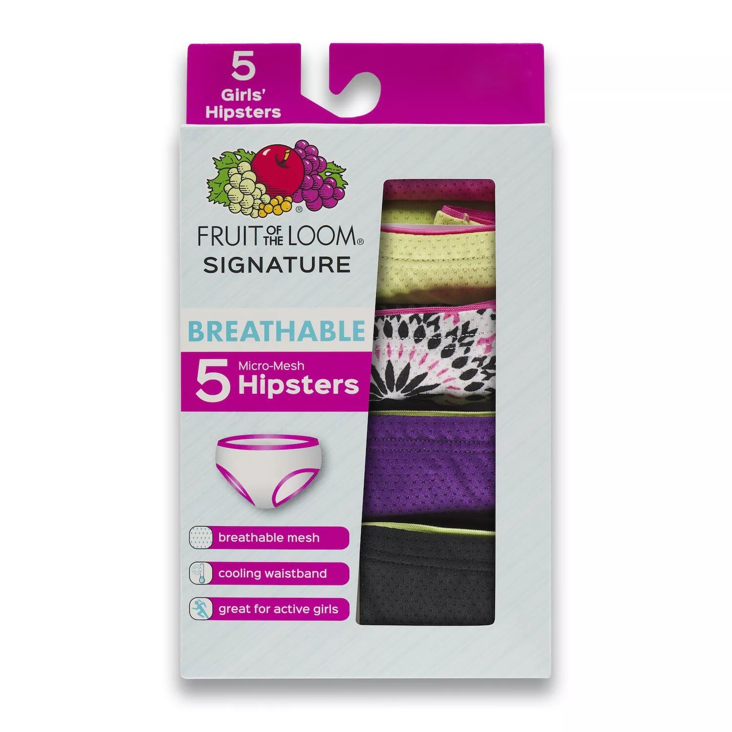 

Девочки 6–16 лет Fruit of the Loom Signature Seamless, 5 шт. Хипстерские Трусики Fruit of the Loom