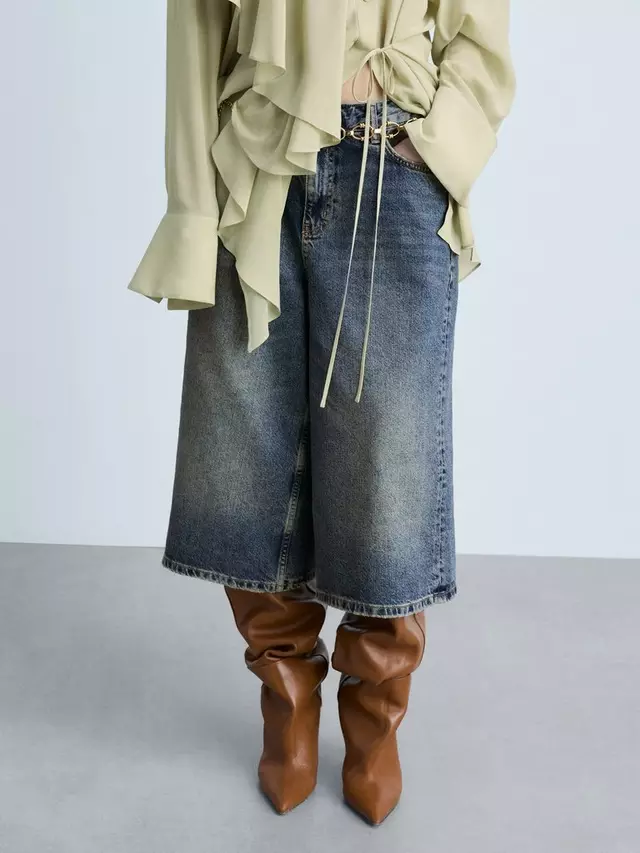 

Шорты Mango Hazel Long Wide Leg Denim, цвет open blue