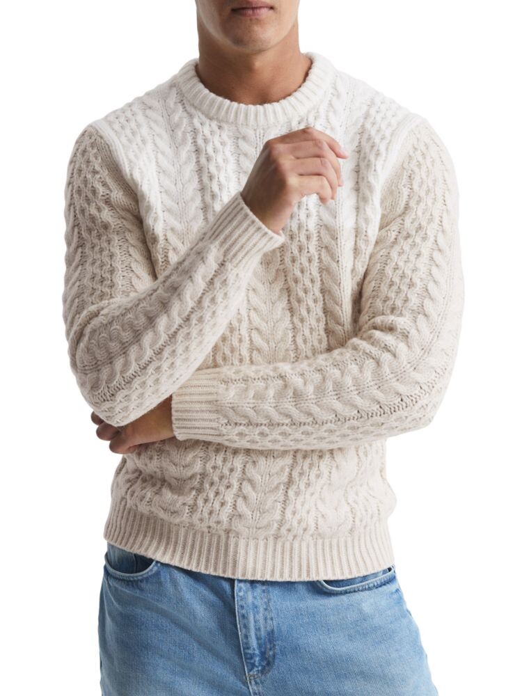 

Свитер из смесовой шерсти Bankside косой вязки Reiss, цвет Ecru Oatmeal