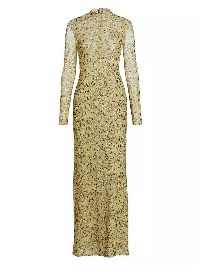 Сетчатое платье макси с длинными рукавами Rosetta Getty, мультиколор