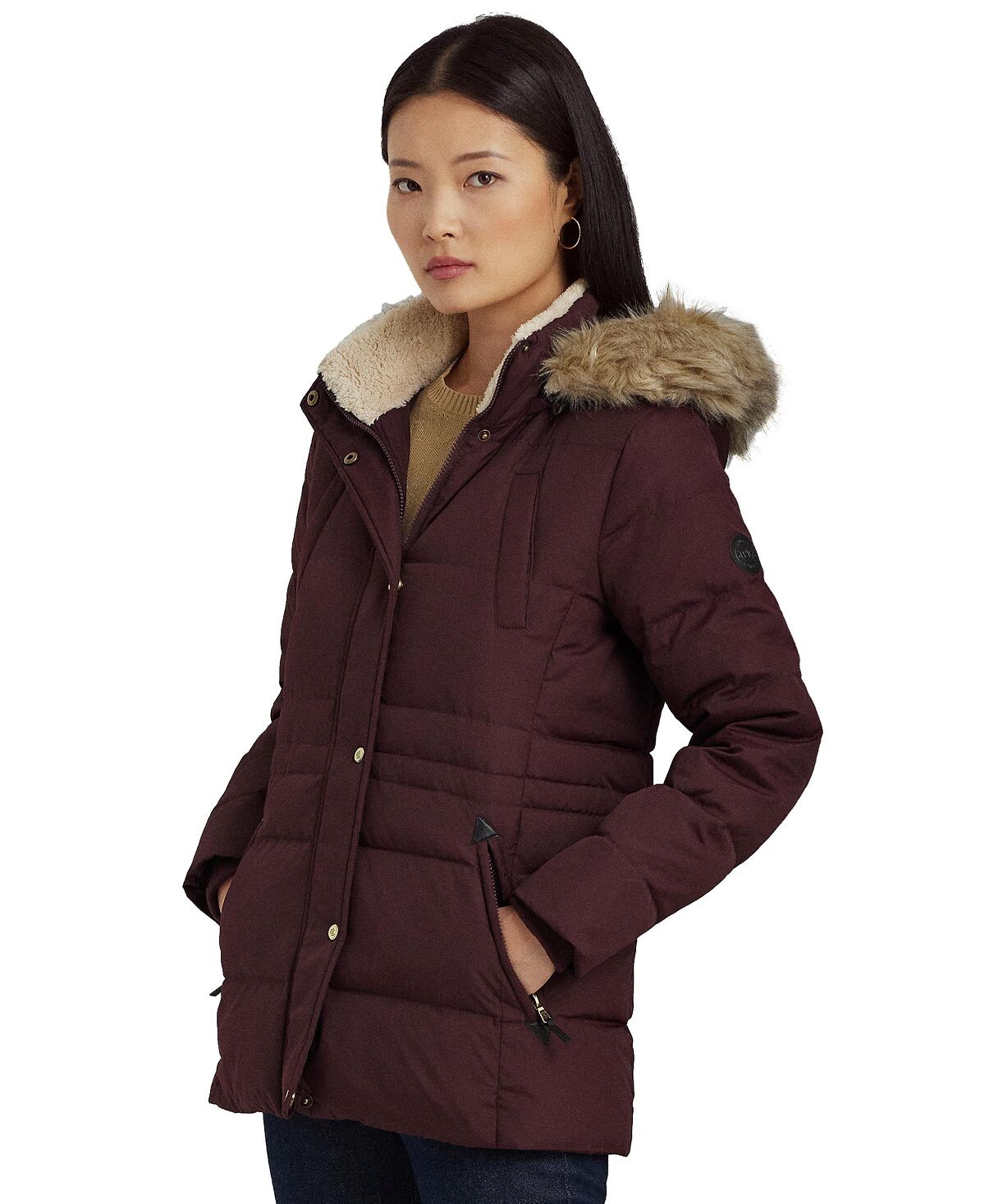 

Женский пуховик с отделкой из искусственного меха Lauren Ralph Lauren