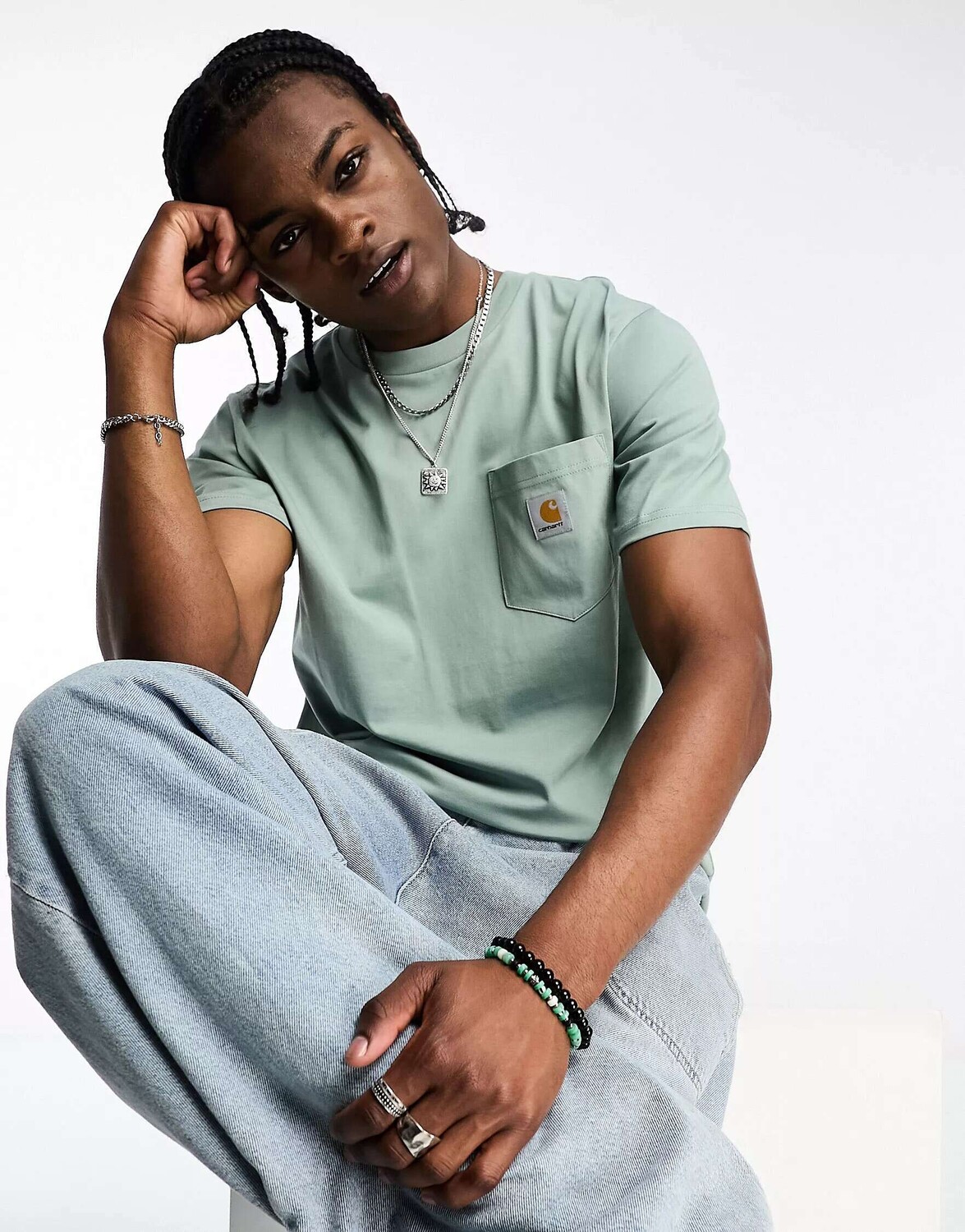 

Зеленая футболка с карманом Carhartt WIP, Зеленый