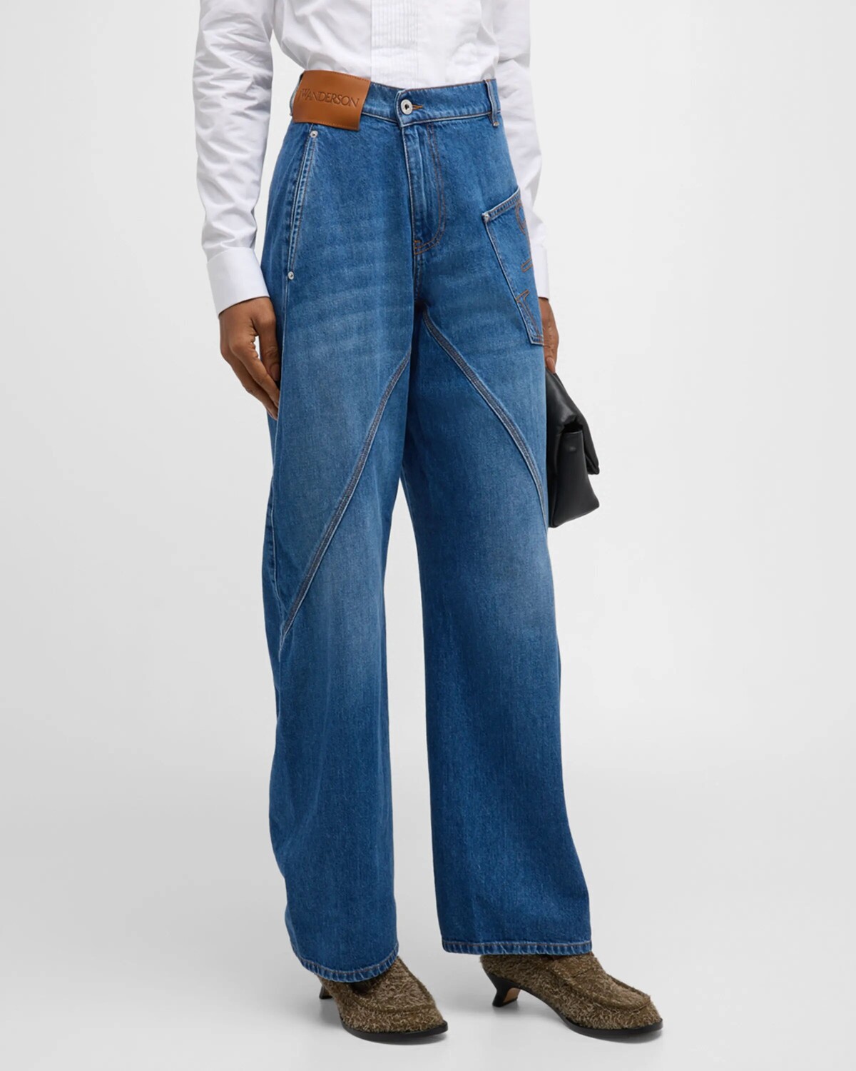 

Скрученные джинсы для спецодежды JW Anderson, цвет Light Blue Denim