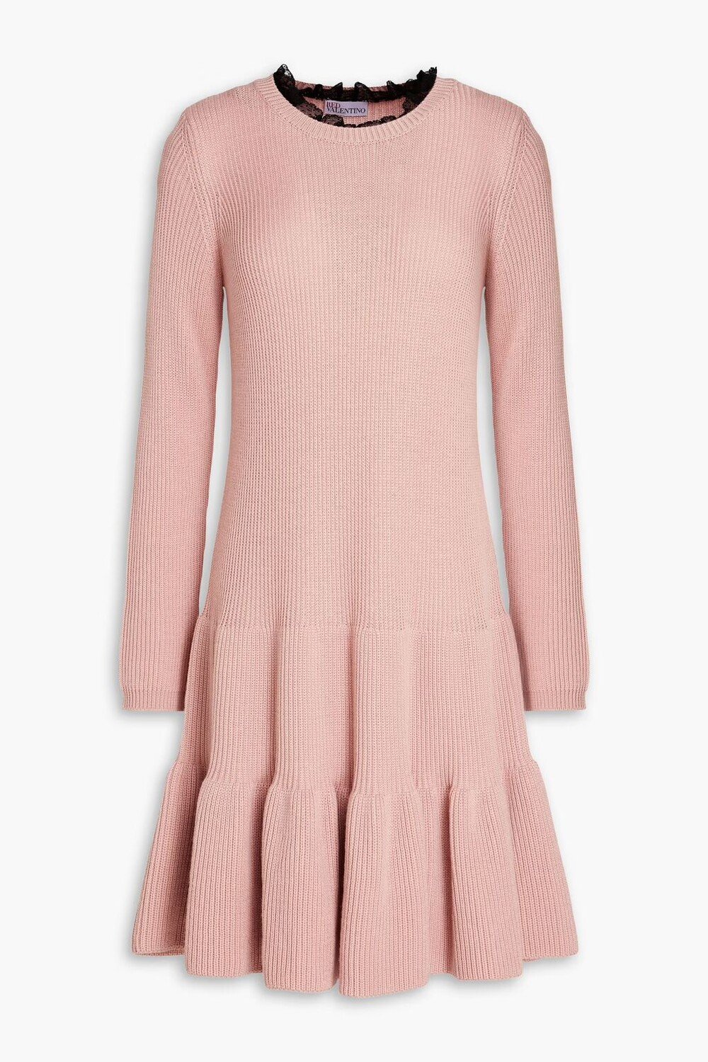 

Платье мини из шерсти в рубчик Redvalentino, цвет Blush