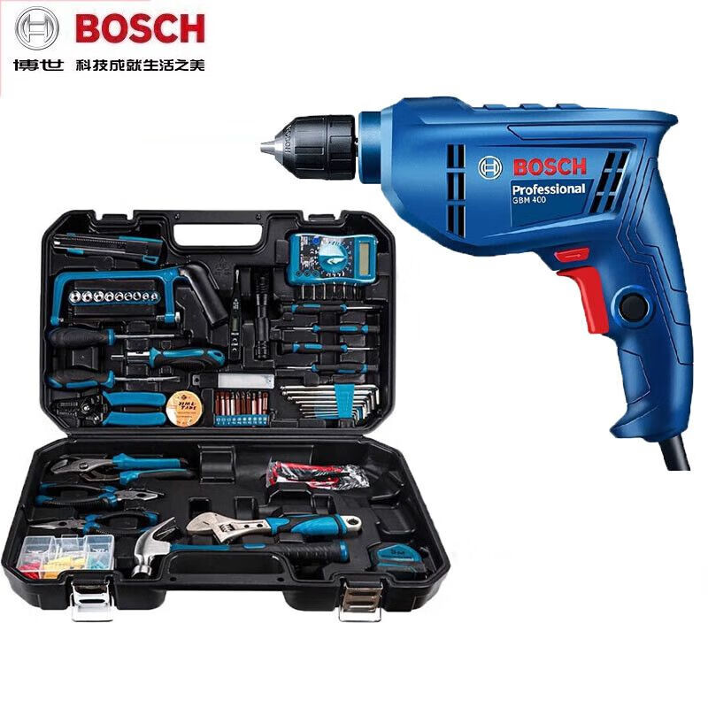 Дрель электрическая Bosch GBM400 в наборе с инструментами