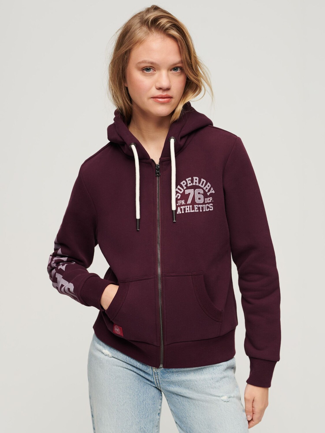 

Толстовка на молнии Athletic College Superdry, инжир фиолетовый
