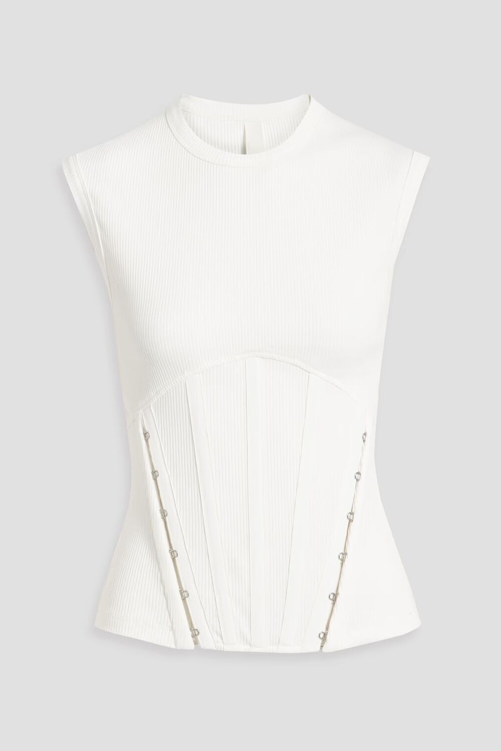 

Майка из хлопкового джерси в рубчик с крючками Dion Lee, слоновая кость
