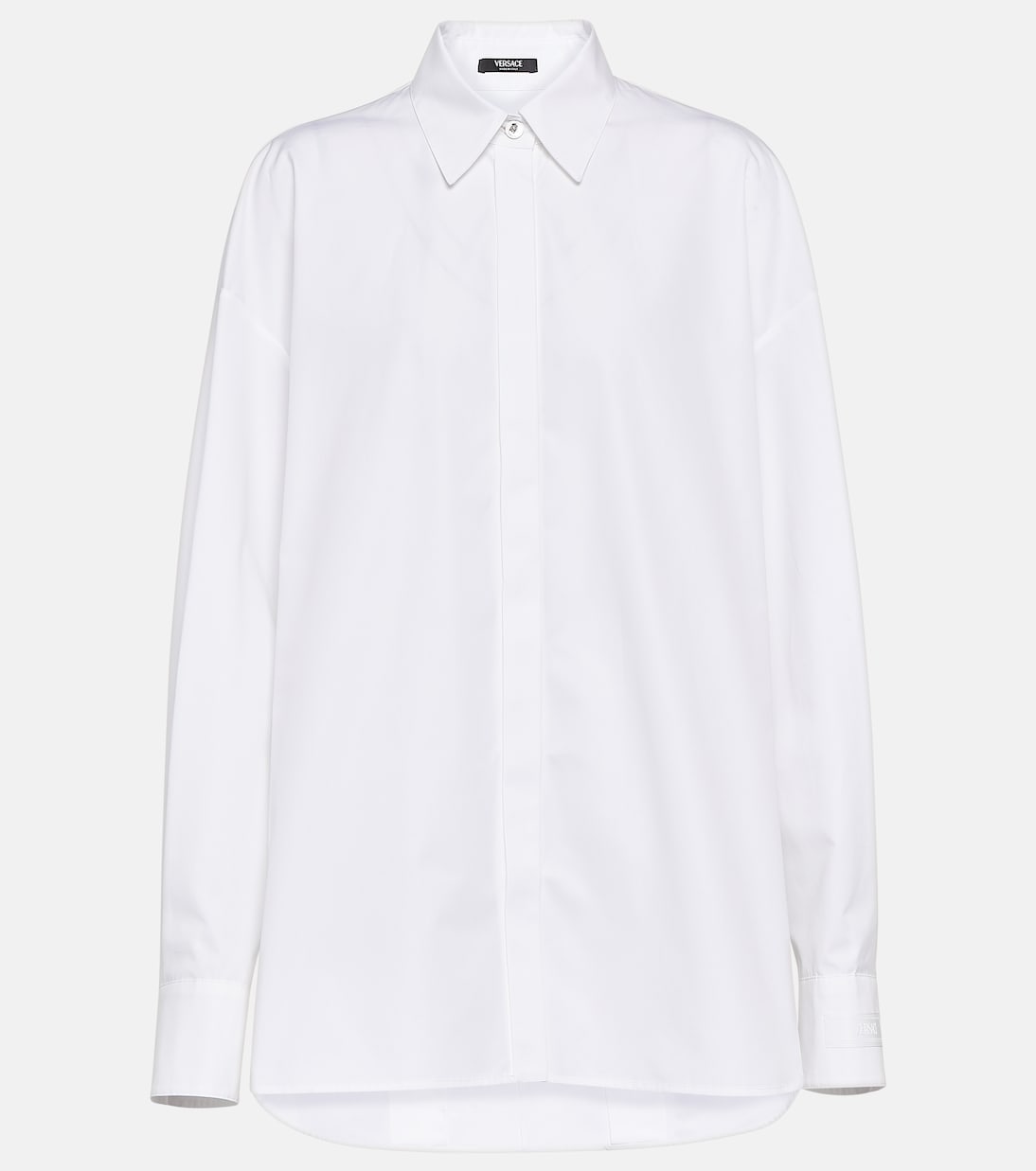 Рубашка оверсайз из хлопкового поплина Versace, белый рубашка оверсайз из поплина zara белый