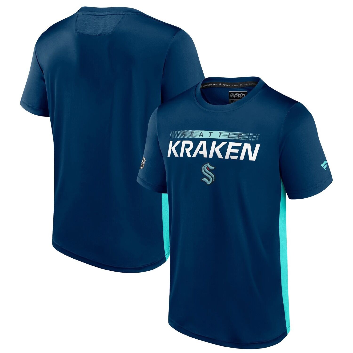 

Мужская футболка Fanatics Deep Sea Blue/Light Blue Seattle Kraken Authentic Pro Rink Tech