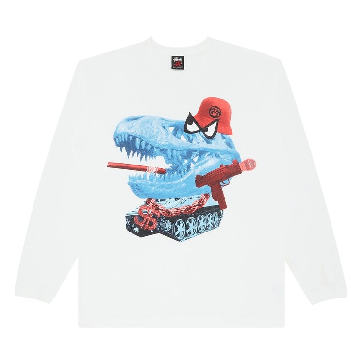 

Футболка Stussy Gangsta T-Rex Skull Tank Long-Sleeve 'White', белый